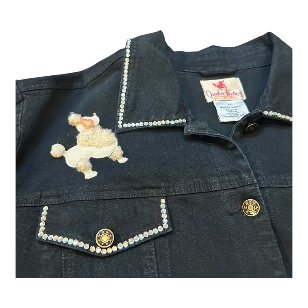 Quacker Factory Black Jean Jacket with Embellishments